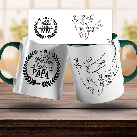 Kubek z nadrukiem - Ręce trzymają Papa Dziadek - Prezent na Dzień Ojca