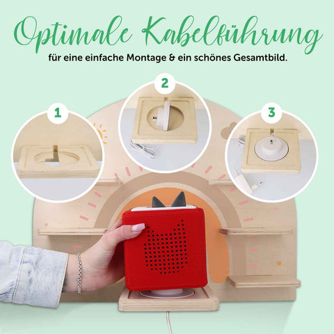 Étagère Toniebox pour chambre d'enfant - Arc-en-ciel Pastel - Personnalisée avec nom