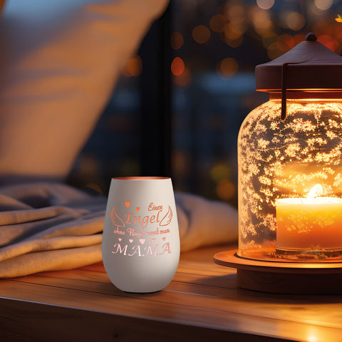 Deko Windlicht aus Glas mit Gravur - Einen Engel ohne Flügel nennt man Mama - Zum Mutterag
