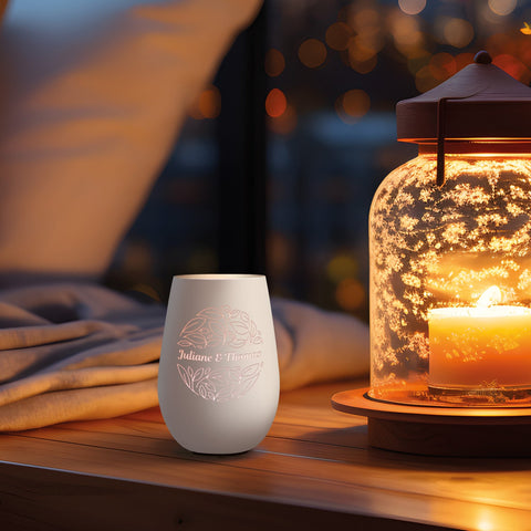 Deko Windlicht aus Glas mit Gravur - Nature Love - Personalisiert mit Name