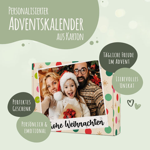 Personalizowany kalendarz adwentowy DIY z retro zdjęciem do samodzielnego wypełnienia
