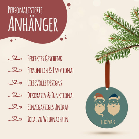 Ozdoby choinkowe z drewna - Cool Santa - Zawieszka świąteczna z imieniem