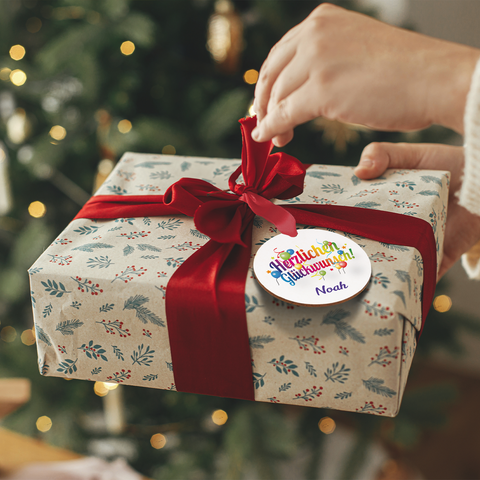 Drewniana zawieszka prezentowa - Gratulacje - Personalizowana imieniem