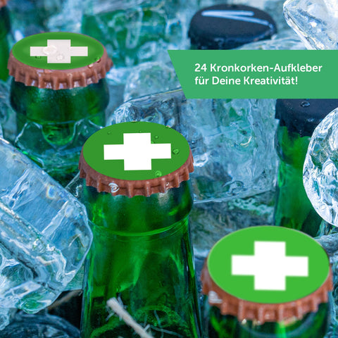 DIY Banderola na skrzynkę piwa z 24 naklejkami na kapsle – Gerste Hilfe