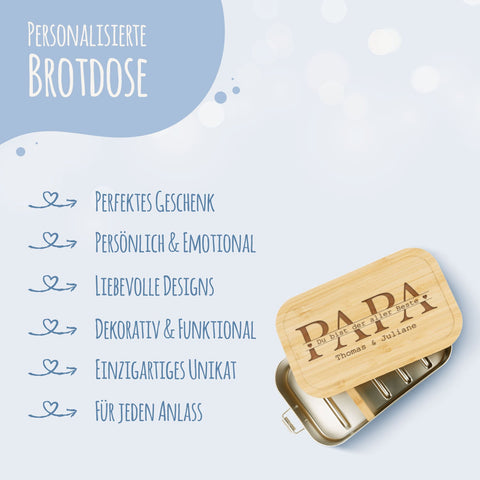 Boîte à pain avec couvercle gravé - Papa, tu es le meilleur