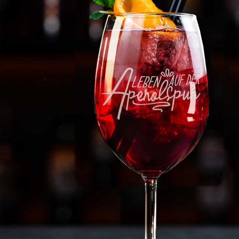 Kieliszek do wina Leonardo z grawerem - „Leben auf der Aperolspur”