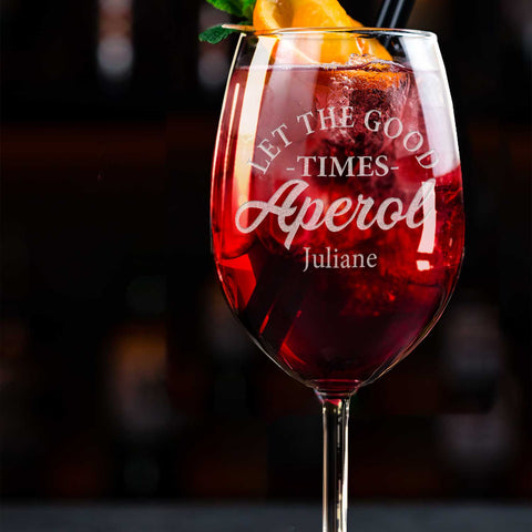 Kieliszek do wina Leonardo z grawerem — „Let the good times Aperol” z imieniem