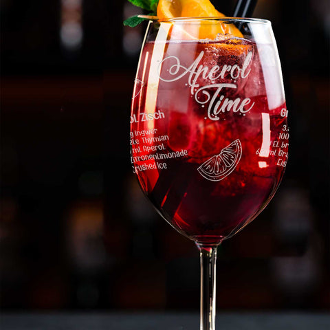 Kieliszek do wina Leonardo z grawerem „Przepisy Aperol” – grawer 360°
