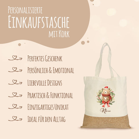 Torba na zakupy korkowa - Zwierzęta z wieńcem