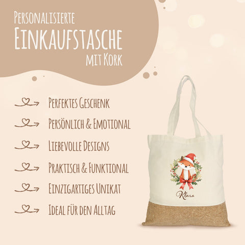 Torba na zakupy korkowa - Zwierzęta z wieńcem