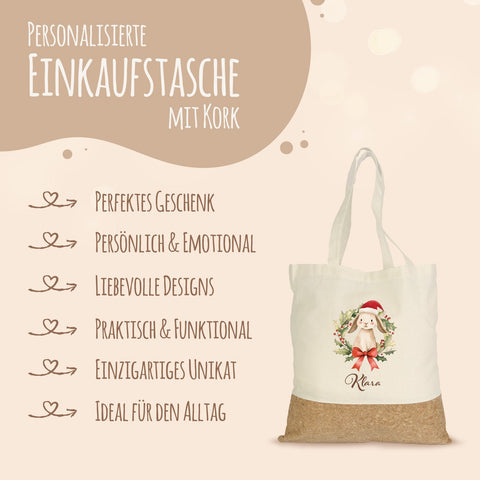Torba na zakupy korkowa - Zwierzęta z wieńcem