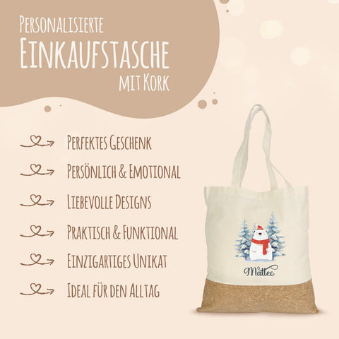 Torba na zakupy korkowa - Śnieżne zwierzęta
