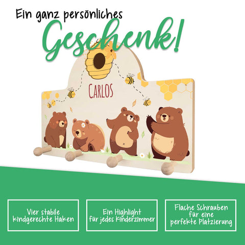 Personalizowana garderoba do pokoju dziecięcego - Misie i Pszczoły