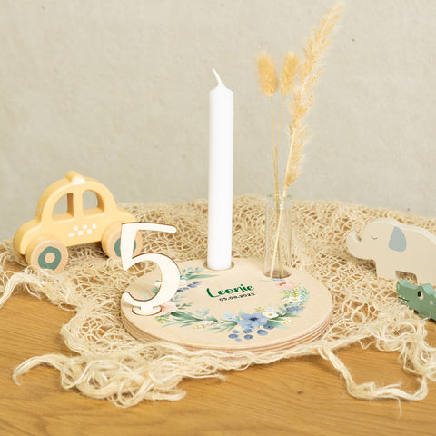 Assiette d'anniversaire imprimée pour enfants - Couronne de fleurs
