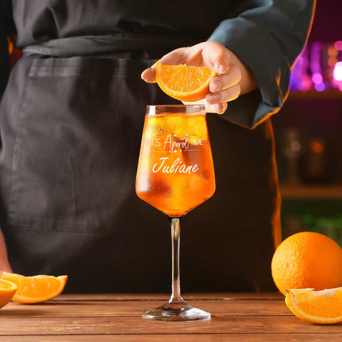 Kieliszek Leonardo z grawerem - "It's Aperol Time" z imieniem na życzenie