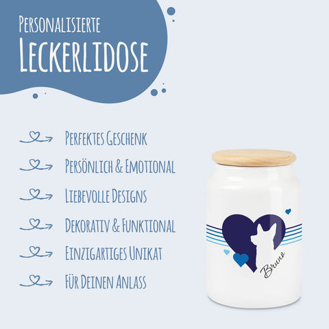 Pojemnik na przysmaki dla zwierząt - Sylwetka serca - Spersonalizowany imieniem