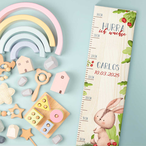 Toise murale enfant personnalisable en bois - Animaux de la forêt