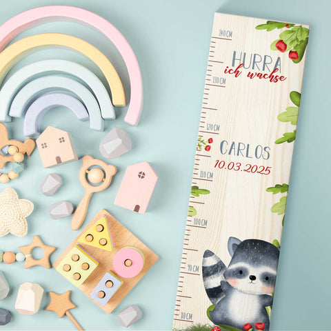 Toise murale enfant personnalisable en bois - Animaux de la forêt