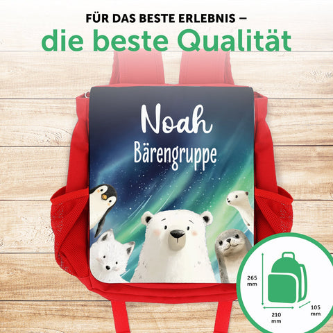 Sac à dos imprimé pour enfants - Animaux polaires avec prénom