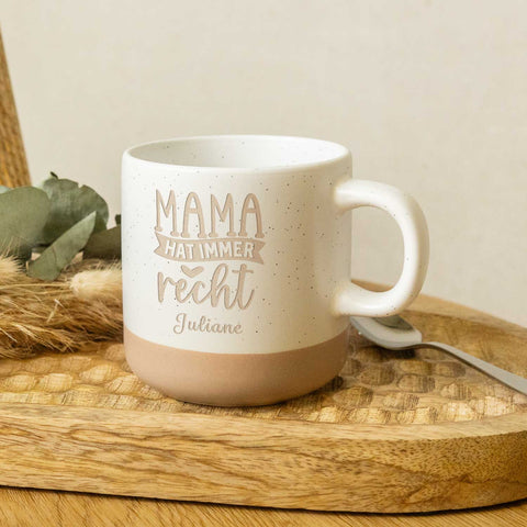 Grawerowany kubek kamionkowy - Mama zawsze ma rację