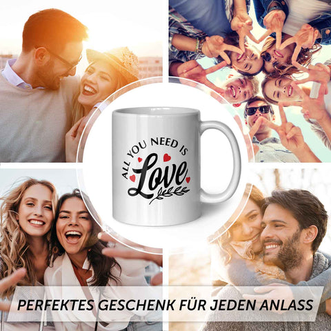 Bedruckte Tasse mit Spruch - All you need is love