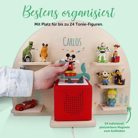 Półka Toniebox do pokoju dziecięcego - Wieloryb - Spersonalizowana z imieniem