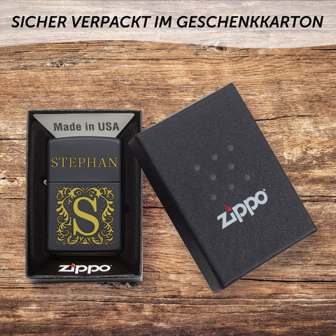 eFinesse x ZIPPO Spersonalizowana zapalniczka sztormowa - Inicjały - Wiatroodporna i trwała - Możliwość ponownego napełnienia