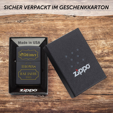 eFinesse x ZIPPO Personalizowana zapalniczka szturmowa - Oldtimer - Wiatroodporna i trwała - Wielokrotnego użytku