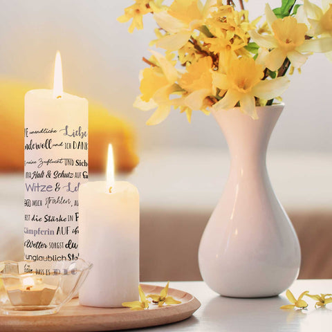 Grande bougie imprimée "Compliment" - Bougie pour couple Saint-Valentin