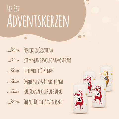 Małe świeczki „Jeżyk Adwentowy” - Świece adwentowe w zestawie 4 sztuk