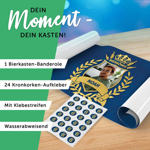 DIY banderola na skrzynkę piwa z 24 naklejkami na kapsle - Król Piwa