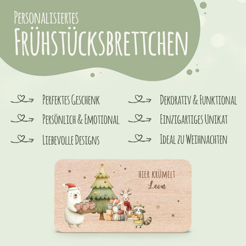 Planchettes à déjeuner pour Noël - Préparatifs des fêtes - personnalisées avec un nom