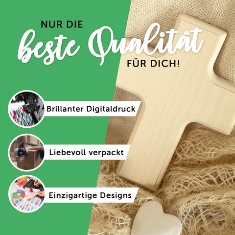 Personalizowany drewniany krzyż na chrzest, bierzmowanie lub komunię - Z własnym zdjęciem - Wianek z kwiatów