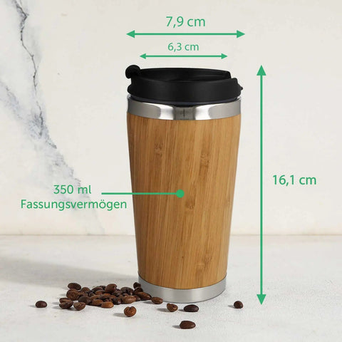 Kaffeebecher aus Bambus mit Gravur - Verschiedene Motive mit eigenem Namen eFinesse