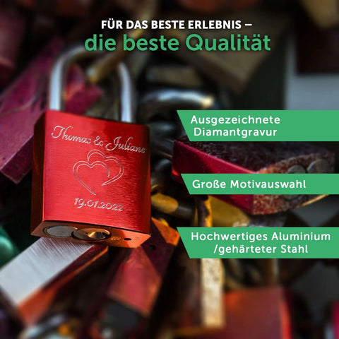Liebesschloss in Rot mit Gravur eFinesse