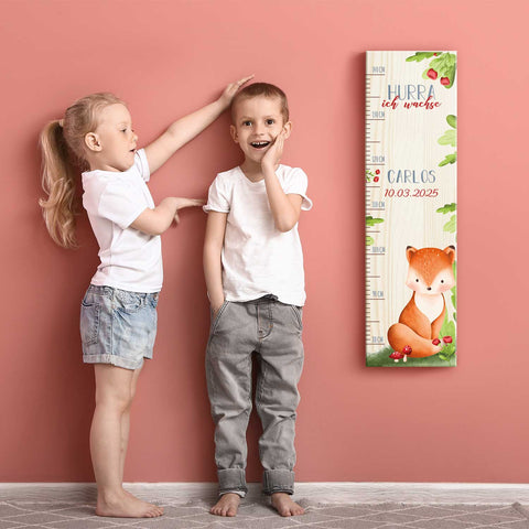 Toise murale enfant personnalisable en bois - Animaux de la forêt
