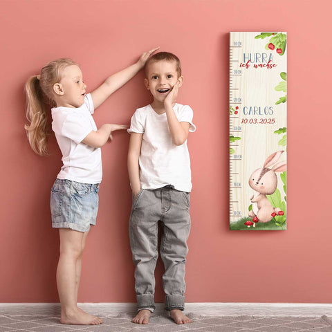 Toise murale enfant personnalisable en bois - Animaux de la forêt