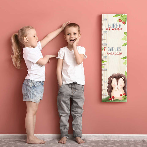 Toise murale enfant personnalisable en bois - Animaux de la forêt