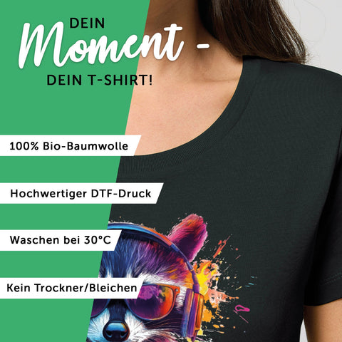 Damski T-shirt z nadrukiem - Szop pracz