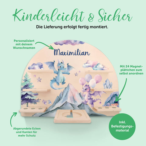 Étagère Toniebox pour chambre d'enfant - Dragon - Personnalisée avec nom