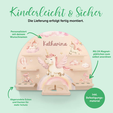 Étagère Toniebox pour chambre d'enfant - Licorne - Personnalisée avec nom