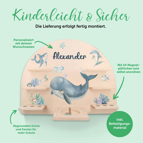 Étagère Toniebox pour chambre d'enfant - Mer - Personnalisée avec nom