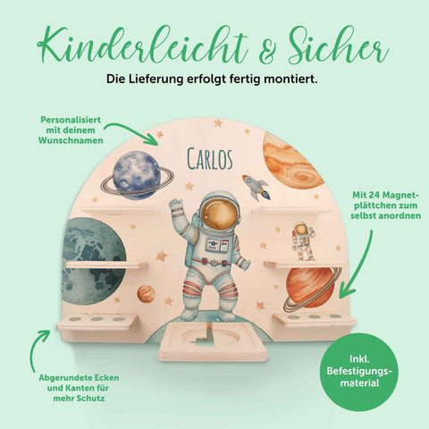 Étagère Toniebox pour chambre d'enfant - Astronaute - Personnalisée avec nom