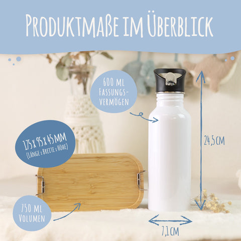 Bedruckte Brotdose & Trinkflasche im Set - Wal