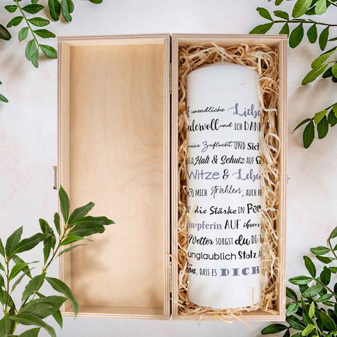 Grande bougie imprimée "Compliment" - Bougie pour couple Saint-Valentin