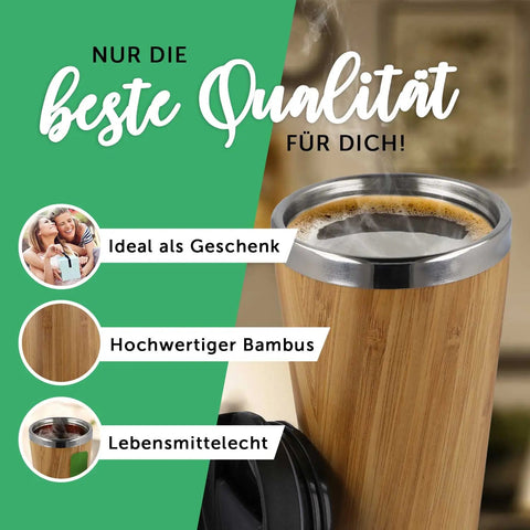 Kaffeebecher aus Bambus mit Gravur - Verschiedene Motive mit eigenem Namen eFinesse