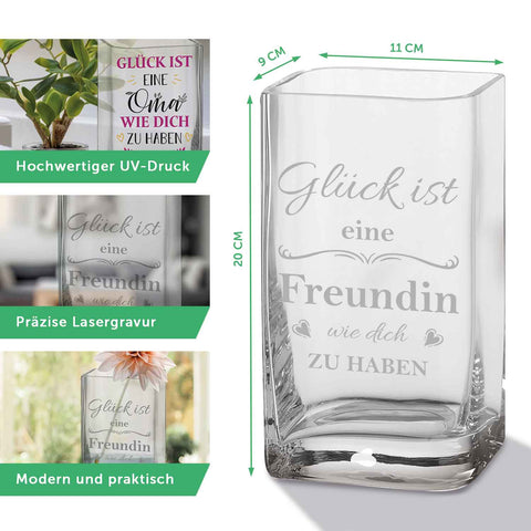 Blumenvase mit UV-Druck - Kommunion - Personalisiert mit Namen - Deko Vase als Geschenk