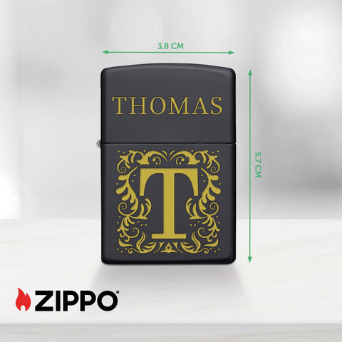 eFinesse x ZIPPO Spersonalizowana zapalniczka sztormowa - Inicjały - Wiatroodporna i trwała - Możliwość ponownego napełnienia