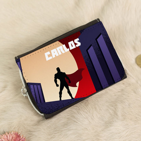 Porte-monnaie enfant imprimé avec motif silhouette de super-héros