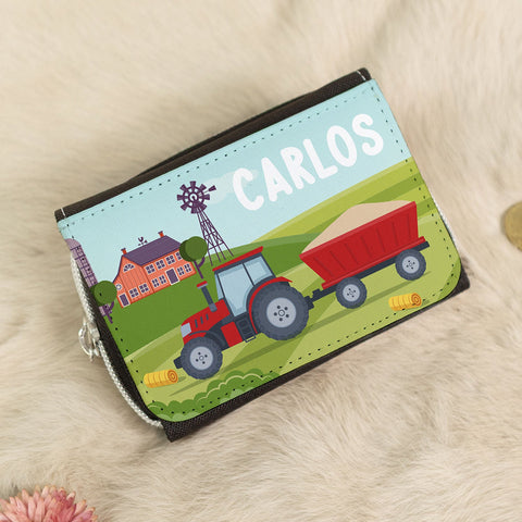 Portefeuille imprimé pour enfants au design tracteur